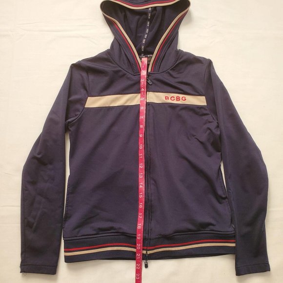 BCBG MAXAZRIA Women’s Full Zip Front Hooded Track Jacket Navy Blue Size Medium - Picture 13 of 13